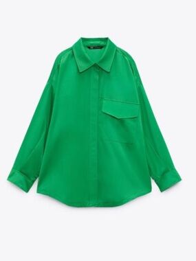 Zara Oversized Satin Effect Button Up